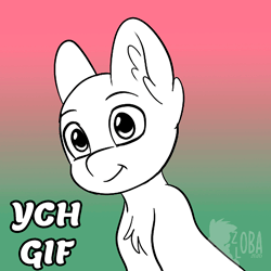 Size: 250x250 | Tagged: safe, artist:zobaloba, pony, animated, animation frame, auction, commission, frame by frame, gif, halfbody, one eye closed, solo, wink, ych animation, your character here