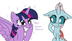 Size: 1280x720 | Tagged: safe, artist:kevinight, artist:sintakhra, edit, ocellus, twilight sparkle, alicorn, changedling, changeling, pony, tumblr:studentsix, g4, adorkable, blushing, colored, cropped, cute, diaocelles, dork, egghead, nerd, proud, smiling, squee, squishy cheeks, twiabetes, twilight sparkle (alicorn)