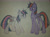 Size: 2517x1887 | Tagged: safe, artist:shadowkunsgirlfriend, twilight sparkle, alicorn, pony, elements of insanity, g4, alternate cutie mark, alternate universe, anti-heroine, brutalight sparcake, concerned, confident, doppelganger, duo, duo female, female, heroine, looking at each other, multicolored mane, multicolored tail, purple eyes, purple fur, smiling, tomboy, traditional art, twilight sparkle (alicorn)