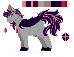 Size: 2561x2000 | Tagged: safe, artist:shirofluff, oc, oc:galaxy rose, bat pony, ear fluff, fluffy, high res, hooves, jewelry, pendant, redesign, reference sheet, smiling