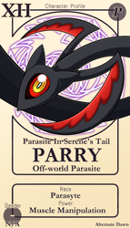 Size: 800x1399 | Tagged: safe, artist:vavacung, oc, oc:parry(parasite), comic:chaos future, barely pony related, character card, comic, genderless, pactio card, parasyte