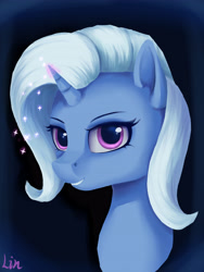 Size: 3543x4724 | Tagged: safe, artist:lin feng, trixie, pony, unicorn, g4, bust, female, magic, solo