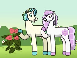 Size: 1280x960 | Tagged: safe, artist:kindheart525, oc, oc only, oc:amaryllis, oc:gaia, oc:mint bliss, earth pony, pony, unicorn, auraverse, story included