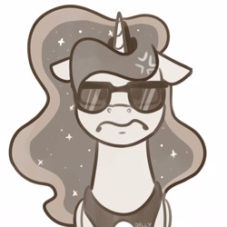 Size: 3000x3000 | Tagged: safe, artist:jellysketch, princess luna, alicorn, pony, g4, angry, cross-popping veins, female, glasses, grumpy, high res, sketch, solo