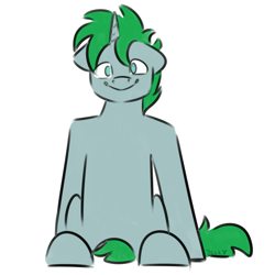Size: 670x670 | Tagged: safe, artist:jellysketch, oc, oc only, pony, unicorn, simple background, sketch, smiling, smiling at you, solo, white background, wide, wide pony