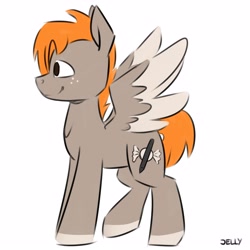 Size: 3000x3000 | Tagged: safe, artist:jellysketch, oc, oc only, oc:carmel, pegasus, pony, cutie mark, high res, simple background, solo, white background
