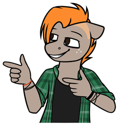 Size: 512x512 | Tagged: safe, artist:jellysketch, oc, oc only, oc:carmel, anthro, clothes, cool, cooler, shirt, simple background, solo, t-shirt, transparent background