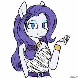 Size: 3000x3000 | Tagged: safe, artist:jellysketch, rarity, anthro, g4, bracelet, female, high res, jewelry, looking at you, necklace, smiling, smiling at you, solo, top