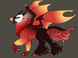 Size: 2800x2100 | Tagged: safe, artist:loryska, oc, oc only, hippogriff, hybrid, gray background, high res, interspecies offspring, offspring, parent:gilda, parent:king sombra, simple background, solo