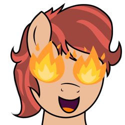 Size: 1000x1000 | Tagged: safe, artist:toyminator900, oc, oc only, oc:cottonwood kindle, earth pony, pony, bust, fire, gift art, male, portrait, simple background, smiling, solo, stallion, transparent background