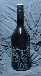 Size: 1024x1881 | Tagged: safe, artist:malte279, pony of shadows, shadow pony, g4, baileys, bottle, craft, glass engraving
