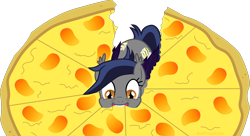 Size: 2200x1200 | Tagged: safe, artist:batponyecho, oc, oc only, oc:echo, bat pony, pony, bat pony oc, bat wings, eating, female, food, happy, mango, mango pizza, mare, nom, pizza, pure unfiltered evil, simple background, solo, tail, that batpony sure does love mangoes, transparent background, vector, wings
