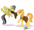 Size: 648x576 | Tagged: safe, artist:divebomb5, braeburn, daring do, earth pony, pegasus, pony, fanfic:treasure in the west, g4, braedo, clothes, digital art, duo, duo male and female, eyes closed, female, flying, hat, jacket, male, mare, playing, simple background, stallion, teasing, white background