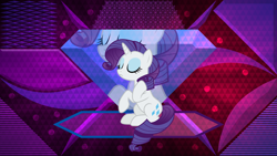 Size: 3840x2160 | Tagged: safe, artist:cloudy glow, artist:laszlvfx, edit, rarity, pony, g4, female, high res, solo, wallpaper, wallpaper edit