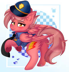 Size: 3582x3708 | Tagged: safe, artist:2pandita, oc, oc only, pegasus, pony, female, high res, mare, police uniform, solo