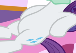 Size: 588x409 | Tagged: safe, screencap, rarity, pony, unicorn, applejack's "day" off, g4, belly, cropped, female, mud mask, pictures of bellies, reclining, solo
