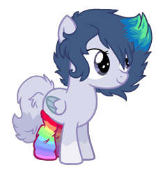 Size: 770x860 | Tagged: safe, artist:spectrumnightyt, oc, oc only, pegasus, pony, clothes, female, filly, rainbow socks, simple background, socks, solo, striped socks, transparent background