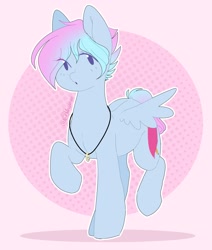 Size: 1733x2048 | Tagged: safe, artist:shinningblossom12, oc, oc only, oc:shinning blossom, pegasus, pony, abstract background, female, jewelry, mare, necklace, pegasus oc, solo, wings