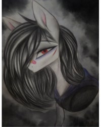 Size: 1080x1352 | Tagged: safe, artist:_quantumness_, oc, oc only, earth pony, pony, bandaid, bandaid on nose, bust, earth pony oc, solo, traditional art