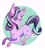 Size: 2000x2200 | Tagged: safe, artist:ericaandfb, starlight glimmer, pony, unicorn, g4, abstract background, cheek fluff, chest fluff, circle background, ear fluff, female, heart, high res, leg fluff, looking at you, mare, prone, solo