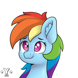 Size: 4000x4000 | Tagged: safe, artist:yelowcrom, rainbow dash, pegasus, pony, g4, bust, cute, female, mare, portrait, simple background, solo, white background