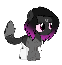 Size: 888x936 | Tagged: safe, artist:spectrumnightyt, oc, oc only, hybrid, pony, clothes, female, filly, hoodie, simple background, solo, transparent background