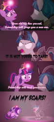 Size: 2000x4500 | Tagged: safe, edit, edited screencap, screencap, starlight glimmer, stygian, twilight sparkle, alicorn, pony, unicorn, g4, shadow play, angry, artificial wings, augmented, badass boast, big crown thingy, caption, comic, dark magic, darkness, element of magic, female, glowing eyes, glowing horn, horn, illidan stormrage, image macro, jewelry, magic, magic wings, male, mare, open mouth, raised hoof, reference, regalia, screencap comic, stallion, text, twilight sparkle (alicorn), warcraft, wings, world of warcraft, xe'ra, yelling