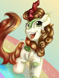 Size: 1200x1600 | Tagged: safe, artist:underdog234, autumn blaze, kirin, g4, awwtumn blaze, cute, female, happy, kirinbetes, rainbow, solo