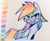 Size: 1024x834 | Tagged: safe, artist:fulicioustm, rainbow dash, pegasus, pony, g4, :p, colored pencil drawing, female, mare, simple background, solo, tongue out, traditional art, white background