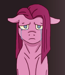 Size: 1400x1600 | Tagged: safe, artist:theedgyduck, pinkie pie, earth pony, pony, g4, bust, crying, female, looking at you, mare, pinkamena diane pie, portrait, sad, simple background, solo, tears of sadness