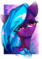 Size: 2480x3507 | Tagged: safe, artist:kiwwsplash, oc, oc only, earth pony, pony, abstract background, braid, earth pony oc, eye clipping through hair, high res, solo