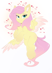 Size: 2500x3500 | Tagged: safe, artist:kebchach, fluttershy, pegasus, pony, g4, cute, female, high res, looking at you, mare, shyabetes, simple background, solo, white background