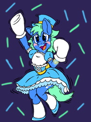 Size: 960x1280 | Tagged: safe, artist:dashingjack, oc, oc only, oc:brainstorm, earth pony, semi-anthro, arm hooves, clothes, crossdressing, dress, idol, male, solo