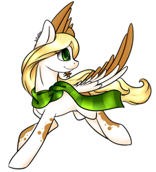 Size: 1000x1100 | Tagged: safe, artist:intfighter, oc, oc only, pegasus, pony, clothes, looking back, pegasus oc, scarf, signature, simple background, smiling, solo, transparent background, two toned wings, wings