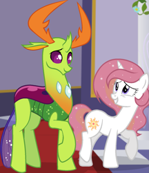 Size: 1167x1351 | Tagged: safe, artist:stellamoonshineyt, thorax, oc, oc:sunny sky, changedling, changeling, pony, unicorn, g4, female, king thorax, mare