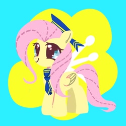 Size: 768x768 | Tagged: safe, artist:tomizawa96, fluttershy, pegasus, pony, g4, accessory, female, hat, mare, smiling, solo