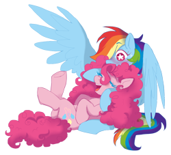 Size: 1000x909 | Tagged: safe, artist:unoriginai, pinkie pie, rainbow dash, earth pony, pegasus, pony, g4, blushing, cute, dashabetes, diapinkes, duo, female, lesbian, mare, ship:pinkiedash, shipping, simple background, sniffing, starry eyes, transparent background, wingding eyes