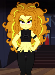 Size: 1920x2600 | Tagged: safe, artist:theminus, adagio dazzle, equestria girls, belly button, female, messy hair, messy mane, midriff, police officer, solo