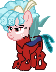 Size: 196x250 | Tagged: safe, artist:qjosh, cozy glow, changeling, pony, g4, changelingified, red changeling, solo, species swap, transformation, transformation sequence