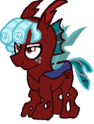 Size: 193x254 | Tagged: safe, artist:qjosh, cozy glow, changeling, g4, changelingified, red changeling, solo, species swap, transformation, transformation sequence