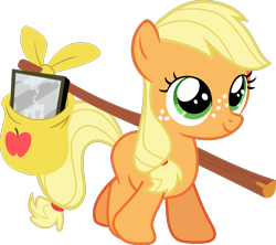 Size: 1200x1065 | Tagged: safe, artist:frownfactory, applejack, earth pony, pony, g4, the cutie mark chronicles, .svg available, bindle, cute, female, filly, filly applejack, freckles, jackabetes, simple background, solo, svg, transparent background, vector, younger