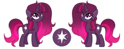 Size: 1280x513 | Tagged: safe, artist:starstrucksentry, oc, oc only, oc:night star, pony, unicorn, female, magical lesbian spawn, mare, offspring, parent:tempest shadow, parent:twilight sparkle, parents:tempestlight, simple background, solo, transparent background