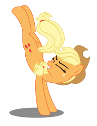 Size: 1373x1791 | Tagged: safe, artist:third uncle, applejack, earth pony, pony, appleoosa's most wanted, g4, apple, applejack's hat, cowboy hat, female, food, hat, kicking, mare, pose, simple background, transparent background