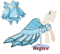 Size: 733x660 | Tagged: safe, artist:catscat111, regice, clothes, dress, gala dress, ice, pokémon