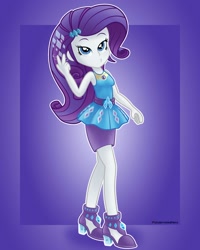 Size: 1600x2000 | Tagged: safe, artist:underratedhero, rarity, equestria girls, g4, clothes, dress, female, legs, rarity peplum dress, simple background, skirt, sleeveless, sleeveless dress, solo