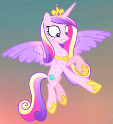 Size: 1184x1299 | Tagged: safe, screencap, princess cadance, alicorn, pony, g4, season 4, three's a crowd, belly, colored wings, concave belly, cropped, crown, female, flying, gradient wings, hoof shoes, jewelry, mare, peytral, princess shoes, raised hoof, regalia, slender, solo, spread wings, thin, tiara, wings