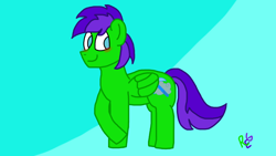Size: 1366x768 | Tagged: safe, artist:raulixevergreen, oc, oc only, oc:raulix evergreen, pegasus, pony, blushing, crossed legs, cute, happy, male, redesign, solo, stallion, standing