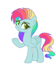 Size: 2300x3000 | Tagged: safe, artist:sunsetsentry, oc, oc only, oc:rainbow blitz, pegasus, pony, base used, ear piercing, earring, grin, high res, jewelry, magical lesbian spawn, multicolored hair, offspring, parent:fluttershy, parent:rainbow dash, parents:flutterdash, piercing, rainbow hair, simple background, smiling, solo, transparent background
