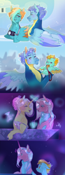 Size: 640x1716 | Tagged: safe, artist:bunnari, clear skies, lightning dust, lily lace, wind rider, oc, oc:dazzle flash, pony, g4, baby, baby pony, clothes, two toned wings, uniform, wings, wonderbolts uniform, younger
