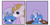 Size: 2008x1024 | Tagged: safe, artist:vultraz, prince blueblood, trixie, pony, unicorn, g4, 4chan, bait and switch, blushing, bread, colored, dad joke, disappointed, drawthread, duo, duo focus, female, food, haha funny, literal, male, pun, puns in the comments, requested art, seductive, ship:bluetrix, shipping, simple background, straight, trixie is not amused, unamused